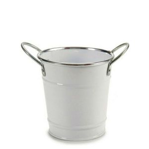 Cubo macetero metal blanco plata 11 x 12,5 x 15,5 cm