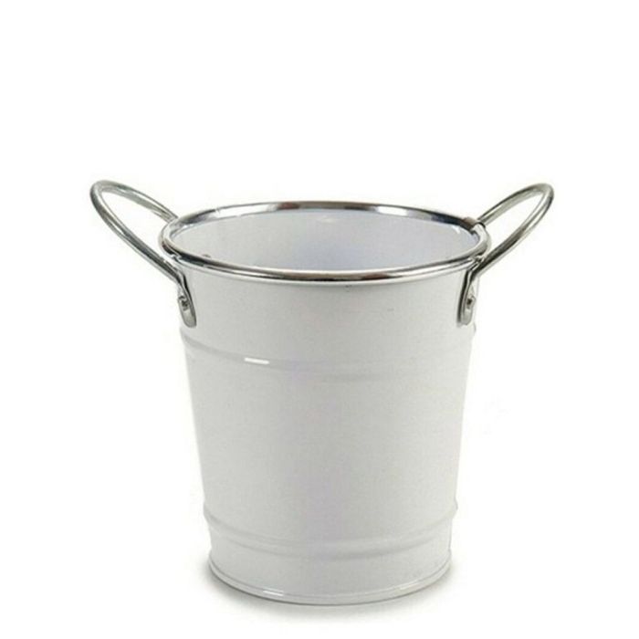 Cubo macetero metal blanco plata 11 x 12,5 x 15,5 cm