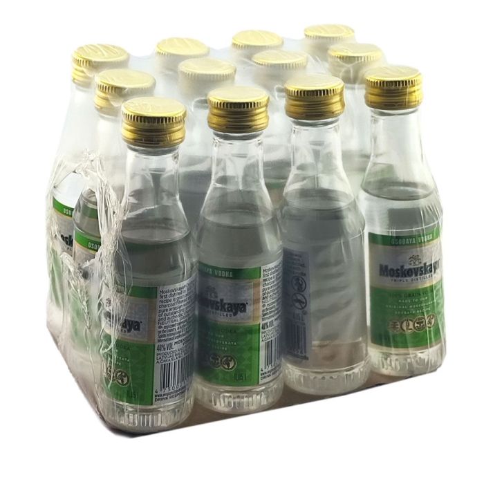 Miniatura Vodka Moskovskaya 5 cl (Pack 12 botellitas)